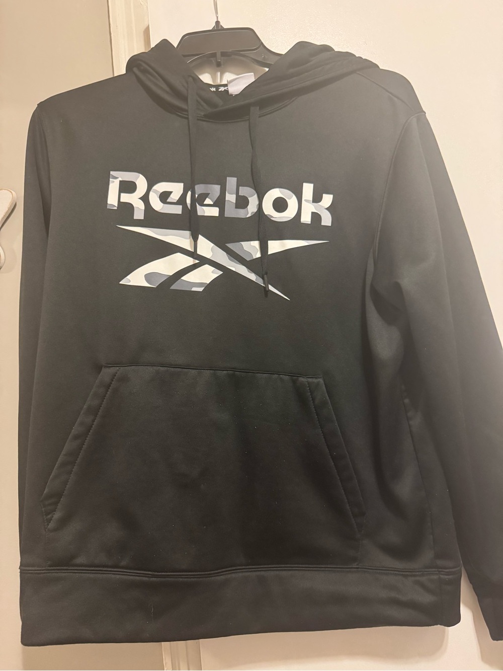 Reebok Black Hoodie with White /Gray Camo Logo